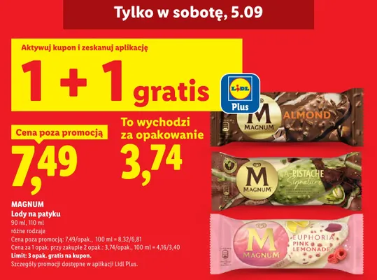 Lody na patyku Almond Magnum promocja w Lidl