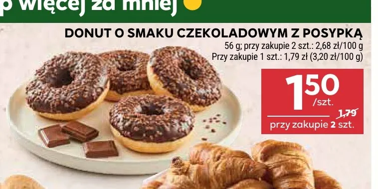 Donut o smaku czekoladowym z posypką promocja w Stokrotka