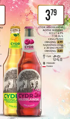 Cydr Miłosławski o smaku Limoncello promocja w Dino