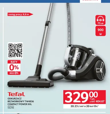 Odkurzacz bezworkowy TW4B36 Compact Power Xxl Tefal promocja w Selgros