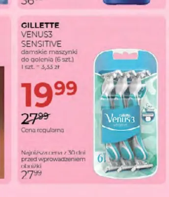 Maszynki do golenia damskie Venus3 Sensitive Gillette promocja w Drogerie Jawa