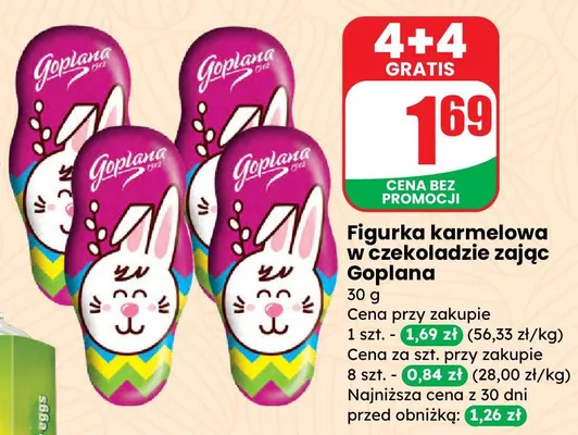Figurka karmelowa w czekoladzie zając promocja w Dino
