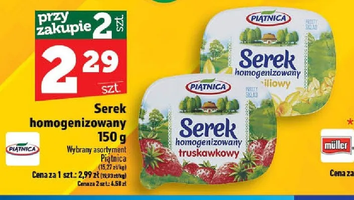 Serek homogenizowany truskawkowy Piątnica promocja w TOPAZ