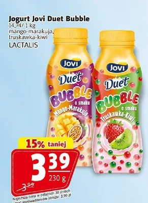 Jogurt Jovi Duet Bubble o smaku truskawka-kiwi promocja w Prim Market