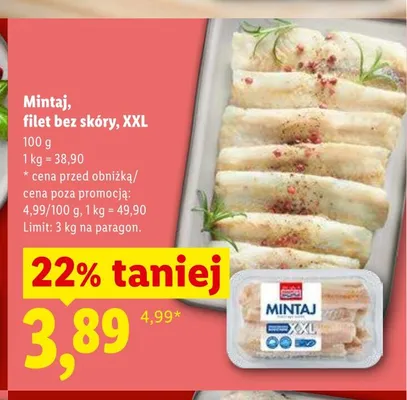 Mintaj filet bez skóry XXL Targ Rybny Lidla promocja w Lidl