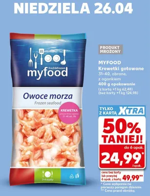 Krewetki gotowane myfood 31-40 obrane z ogonkiem promocja w Kaufland
