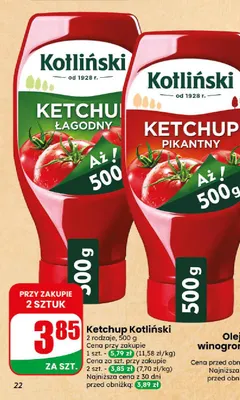Ketchup Kotliński pikantny promocja w Dino