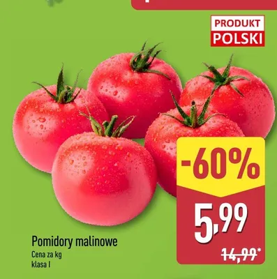 Pomidory malinowe polskie promocja w Aldi