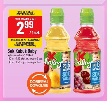 Sok Kubuś Baby Jabłko Gruszka promocja w POLOmarket