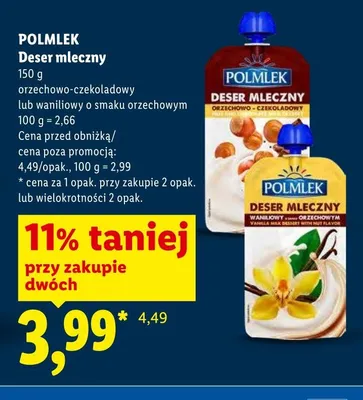 Deser mleczny Polmlek orzechowo-czekoladowy promocja w Lidl