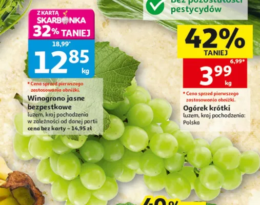 Winogrono jasne bezpestkowe promocja w Auchan
