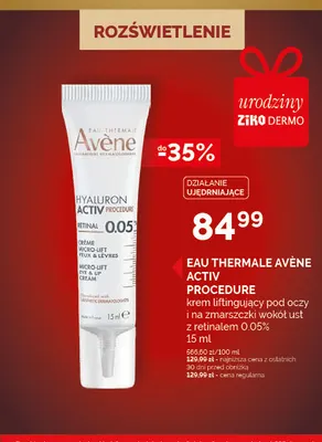 Activ Procedure krem liftingujący pod oczy i na zmarszczki wokół ust z retinalem 0,05% Eau Thermale Avène promocja w Ziko Dermo