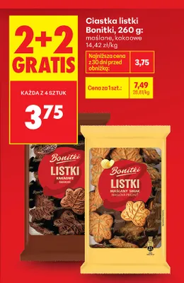 Ciastka listki Bonitki kakaowe promocja w Biedronka