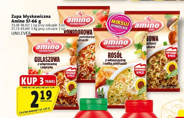 Zupa błyskawiczna rosół Amino promocja w Prim Market