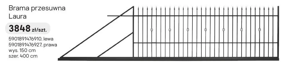 Brama przesuwna Laura promocja w Castorama