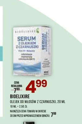 Olejek do włosów Bioelixire z czarnuszki promocja w Drogerie Natura