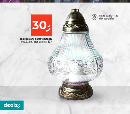 Znicz szklany z efektem tęczy promocja w Dealz