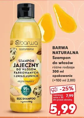 Szampon Barwa Naturalna jajeczny do włosów farbowanych i zniszczonych promocja w Kaufland