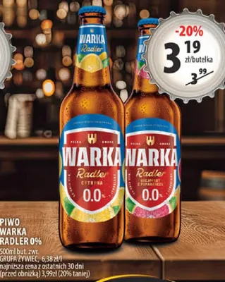 Piwo Warka Radler 0% 500ml promocja w Arhelan