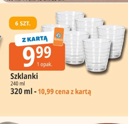 Szklanki 6-pak 240 ml promocja w Leclerc