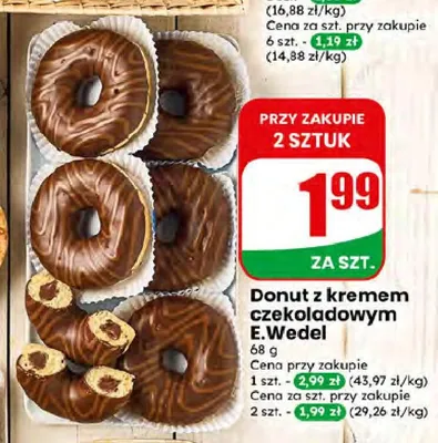 Donut z kremem czekoladowym E.Wedel promocja w Dino