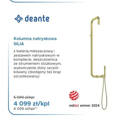 Kolumna natryskowa Deante Silia złoty szczotkowany promocja w Blu Salony Łazienek