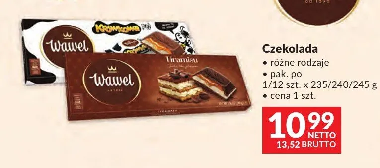 Czekolada Tiramisu Wawel promocja w Makro