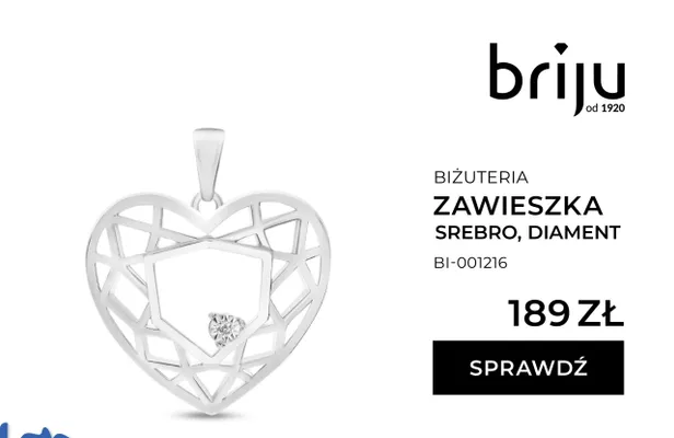 Zawieszka srebro, diament promocja w Briju