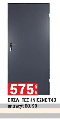 Drzwi DRZWI TECHNICZNE T43 antracyt 80, 90 promocja w Merkury Market