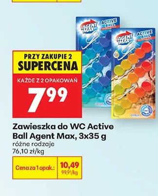 Zawieszka do WC Active Ball Agent Max 3x35g promocja w Biedronka