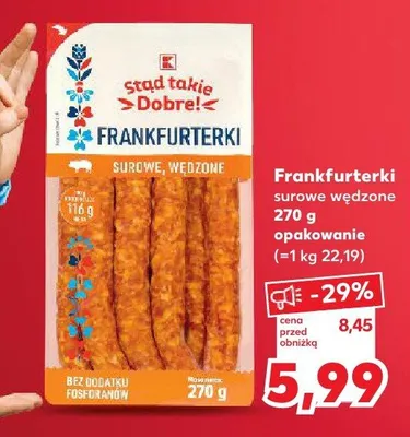 Frankfurterki surowe wędzone promocja w Kaufland
