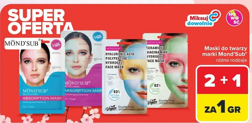 Maski do twarzy różne rodzaje promocja w Carrefour