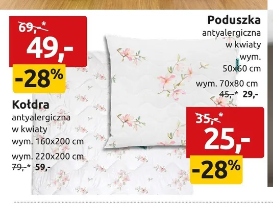 Kołdra antyalergiczna w kwiaty 160x200 cm promocja w Black Red White
