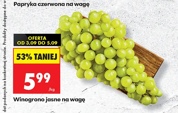 Winogrona jasne na wagę promocja w Biedronka
