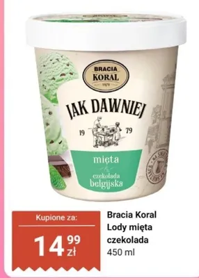 Lody Jak dawniej mięta czekolada promocja w Dino