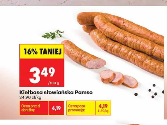 Kiełbasa słowiańska Pamso promocja w Biedronka