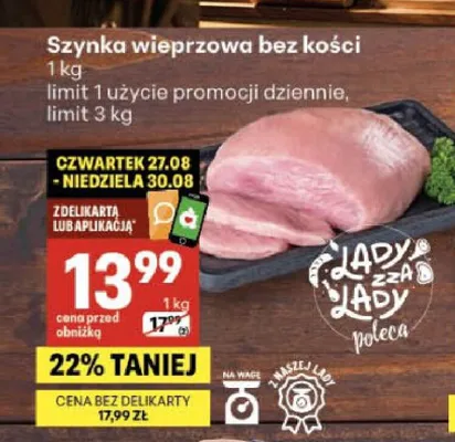 Szynka wieprzowa bez kości promocja w Delikatesy Centrum