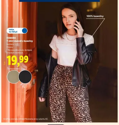 T-shirt damski z bawełny 100% ESMARA promocja w Lidl