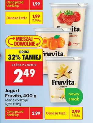 Jogurt Fruvita truskawkowy 400 g promocja w Biedronka