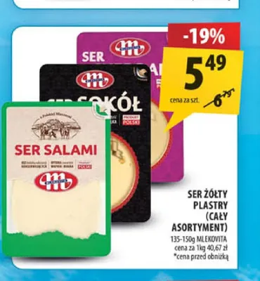 Ser żółty plastry Mlekovita Sokół promocja w Arhelan
