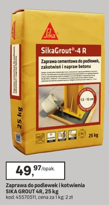 Zaprawa do podłewek i kotwienia SikaGrout-4 R promocja w Leroy Merlin