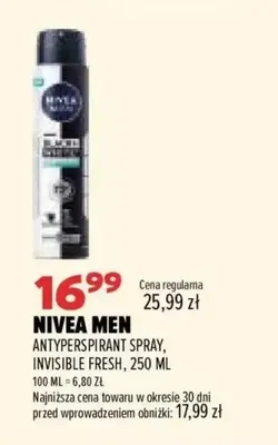 Antyperspirant spray Invisible Fresh Nivea Men promocja w Drogerie Natura