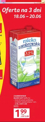 Mleko UHT Zambrowskie 3,2% promocja w Selgros
