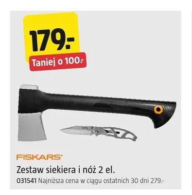 Zestaw siekiera i nóż Fiskars promocja w Jula