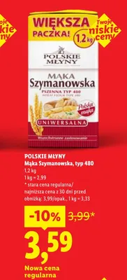 Mąka Szymanowska typ 480 Polskie Młyny promocja w Lidl