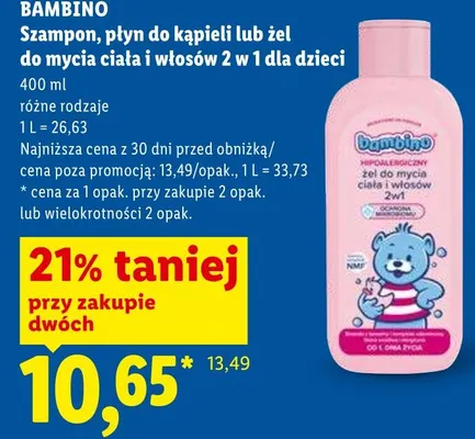 Szampon, płyn do kąpieli lub żel do mycia ciała i włosów 2 w 1 dla dzieci promocja w Lidl