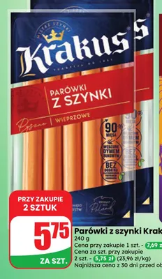 Parówki z szynki Krakus promocja w Dino