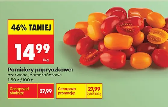 Pomidory papryczkowe czerwone promocja w Biedronka