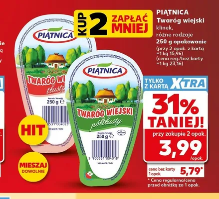 Twaróg wiejski klinek tłusty Piątnica promocja w Kaufland