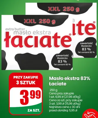 Masło ekstra Łaciate 83% promocja w Dino